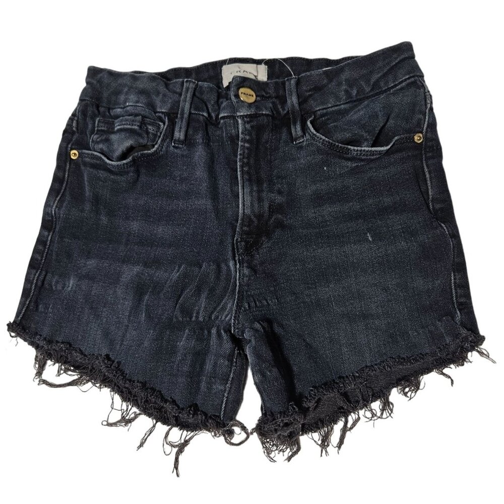 Frame Cut Off Jean Shorts Womens Size 27 Mid Rise Dark Wash Denim Summer Wear